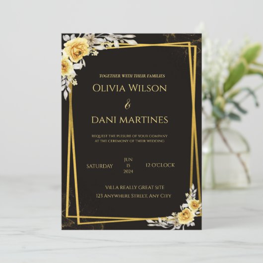 Zwart en goud kaart (Staand voorkant)