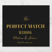 Zwart en Goud Kalligrafie Bruiloft de Perfecte Sparkling Wijnetiket (Enkel label)