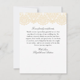 Zwart en Goud Kant Elegant Script Bruiloft Bedankkaart