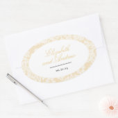 Zwart en Goud Kant Elegant Script Bruiloft Ovale Sticker (Envelop)