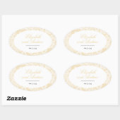Zwart en Goud Kant Elegant Script Bruiloft Ovale Sticker (Vel)