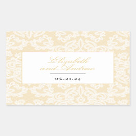 Zwart en Goud Kant Elegant Script Bruiloft Rechthoekige Sticker