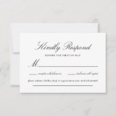 Zwart en Goud Kant Elegant Script Bruiloft RSVP Kaartje (Voorkant)