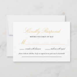 Zwart en Goud Kant Elegant Script Bruiloft RSVP Kaartje
