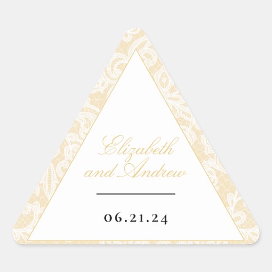 Zwart en Goud Kant Elegant Script Bruiloft Sticker (Voorkant)