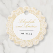 Zwart en Goud Kant Elegant Script Bruiloft Vierkan Bedankjes Labels (Voorkant)