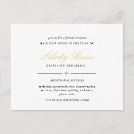 Zwart en Goud Kant Elegant Script Receptie Informatiekaartje