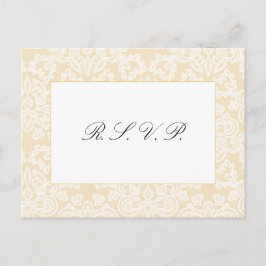 Zwart en Goud Kant Elegant Script Wedding Reply Briefkaart