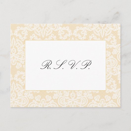 Zwart en Goud Kant Elegant Script Wedding Reply Briefkaart (Voorkant)