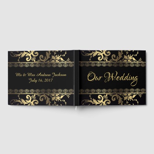 Zwart en goud Kant en wervelingen Gastenboek (Volledig)