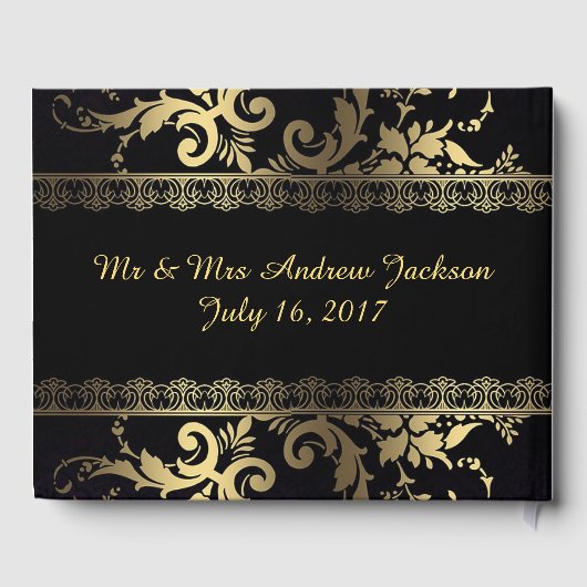 Zwart en goud Kant en wervelingen Gastenboek (Achterkant)