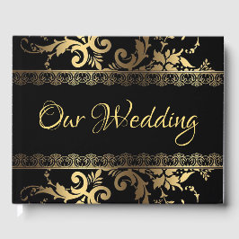 Zwart en goud Kant en wervelingen Gastenboek