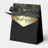 Zwart en Goud Kant Favor Boxes Bedankdoosjes (Voorkant Zijde)