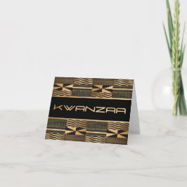 Zwart en Goud Kente Print "Happy Kwanzaa" Kaart