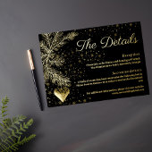 Zwart en Goud Kerst Bruiloft Details kaart