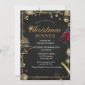 Zwart en Goud Kerst Dinner Uitnodiging ALLEEN (Voorkant)