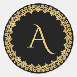 Zwart en Goud Kerst Monogram Sticker