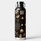 ZWART EN GOUD KERSTFEEST KERSTVERSIERINGEN WATERFLES (Voorkant)