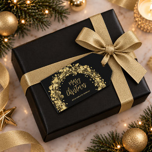 Zwart en goud Kerstmis Cadeaulabel