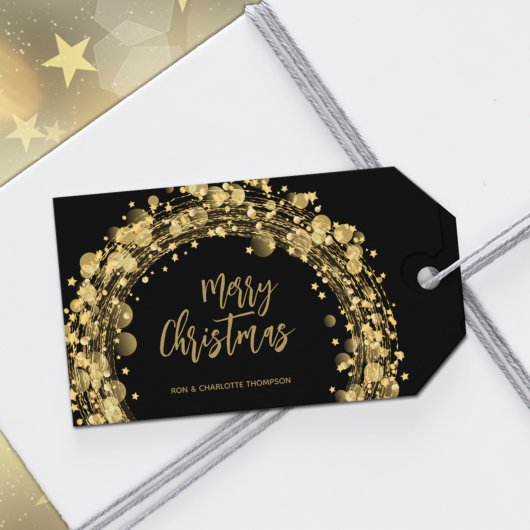 Zwart en goud Kerstmis Cadeaulabel