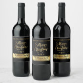 Zwart en Goud Kerstmis Wijn Label Etiket (Flessen)