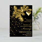 Zwart en Goud Kerstmis Winter Bruiloft Uitnodiging (Staand Voorkant)