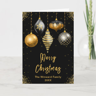 Zwart en Goud Kerstversiering Prettig Kerstfeest Feestdagen Kaart