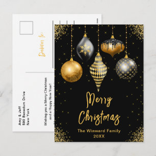 Zwart en Goud Kerstversiering Prettig Kerstfeest Feestdagenkaart