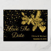 Zwart en Goud Kerstwinter Save the Date kaart (Voorkant)