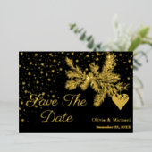 Zwart en Goud Kerstwinter Save the Date kaart (Staand Voorkant)