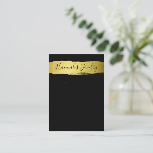 Zwart en goud Ketting- en oorscherm Visitekaartje (Staand voorkant)