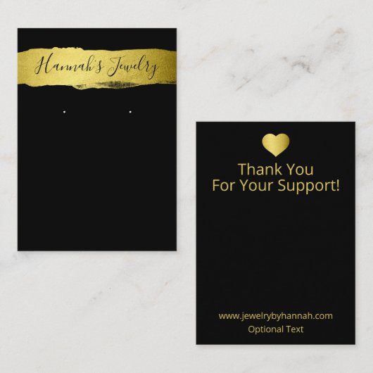 Zwart en goud Ketting- en oorscherm Visitekaartje (Voorkant / Achterkant)