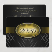 Zwart en Goud Klas van 2026 Kaart (Voorkant / Achterkant)