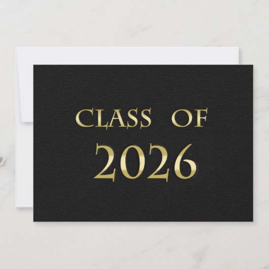 Zwart en Goud Klas van 2026 Kaart (Voorkant)