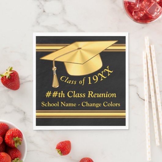 Zwart en Goud, Klasse Reunion Servetten, 3 Maten Servet (Insitu)