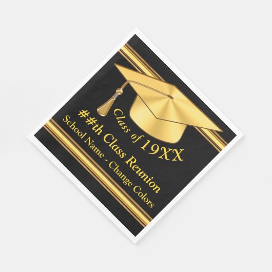 Zwart en Goud, Klasse Reunion Servetten, 3 Maten Servet (Hoek)