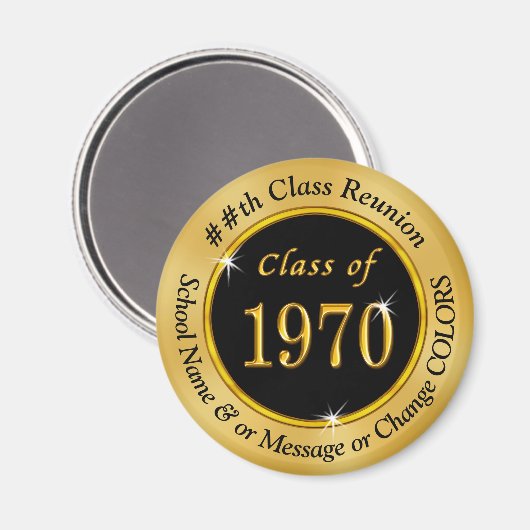 Zwart en Goud Klasse van 1970 Geschenken, Klasse R Magneet (Voorkant / Achterkant)