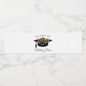Zwart en Goud Klasse van 2020 Graduation Cap Waterfles Etiket (Enkel label)
