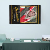 Zwart en Goud Klasse van 2021 Afstuderen Foto Spandoek (Beurs)