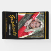 Zwart en Goud Klasse van 2021 Afstuderen Foto Spandoek (Horizontaal)