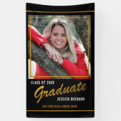 Zwart en Goud Klasse van 2021 Afstuderen Foto Spandoek (Verticaal)