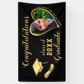 Zwart en Goud Klasse van 2025 Afstudeerder Foto Af Spandoek (Verticaal)