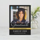 Zwart en Goud Klasse van 2025 Afstuderen Foto Aankondiging (Staand voorkant)