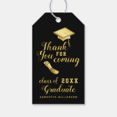Zwart en Goud Klasse van 2025 Bedankt Afstuderen Cadeaulabel (Achterkant)