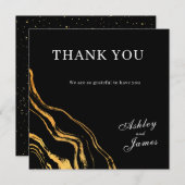 Zwart en goud klassieke bruiloft bedankkaart (Voorkant / Achterkant)