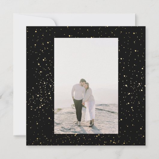 Zwart en goud klassieke bruiloft bedankkaart (Achterkant)