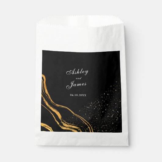 Zwart en goud klassieke bruiloft bedankzakje (Voorkant)