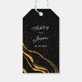 Zwart en goud klassieke bruiloft cadeaulabel