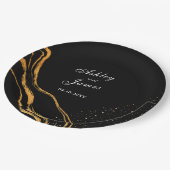 Zwart en goud klassieke bruiloft papieren bordje (Gekanteld)