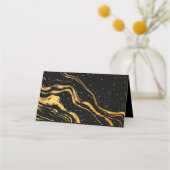 Zwart en goud klassieke bruiloft plaatskaartje (Achterkant)